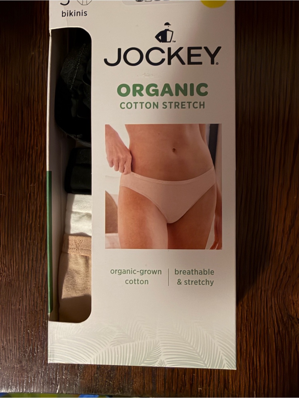 Jockey Organic Cotton Stretch Bikini Briefs - Black, Beige, White